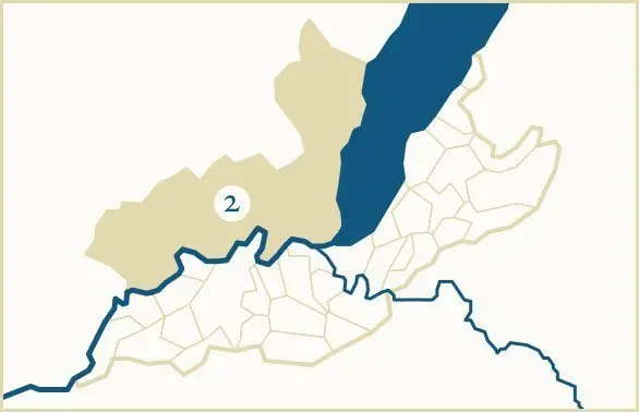 Une carte simplifié de Genève avec la région du Mandement indiquée